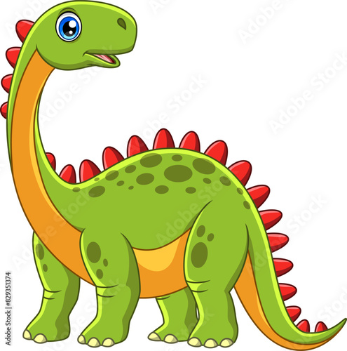 Happy dinosaur cartoon vector illustration on white background
