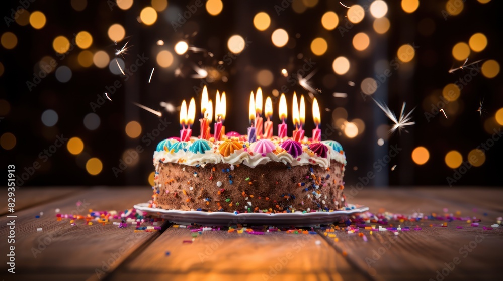 birthday cake with candles on a white background birthday cake with candles on a white background