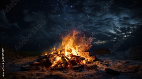  a bonfire against a dark night sky 