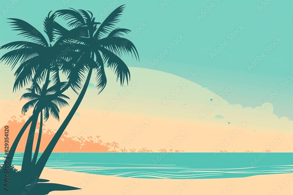 cartoon vector image of a beautiful beach view, background for a beach holiday web banner