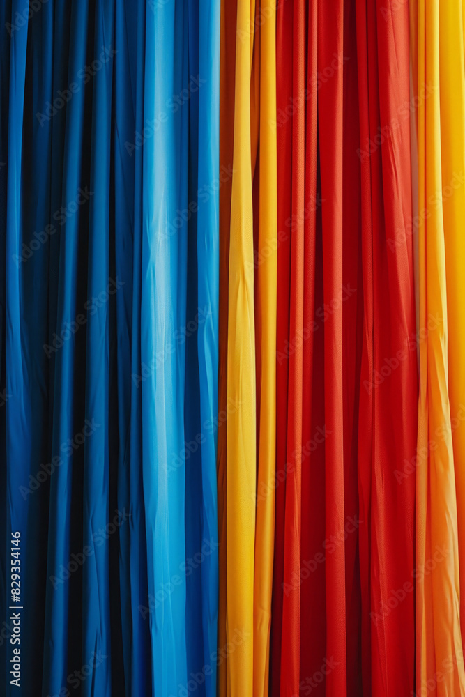 Obraz premium Closeup of minimalist clean background with colorful curtains 