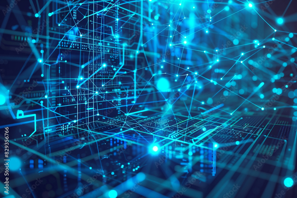 The complexity of digital systems is captured by the vibrant azure hues in this futuristic networking vector. The complexity of digital systems is captured by the vibrant azure hues in this futuristic networking vector.
