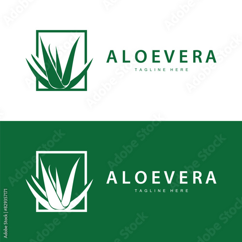 aloe vera logo cosmetic design simple green plant health symbol vector illustration