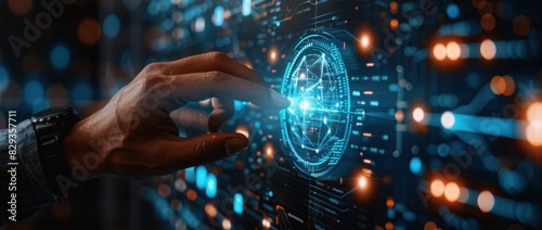 Wallpaper Mural Human hand touching modern digital screen Torontodigital.ca