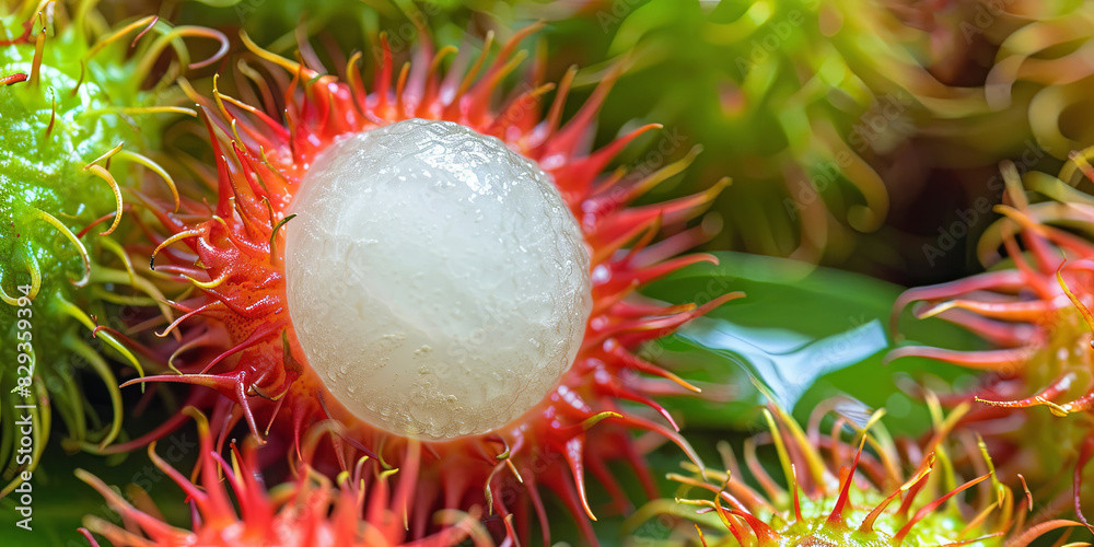 close up of rambutan fruit, generative AI close up of rambutan fruit, generative AI