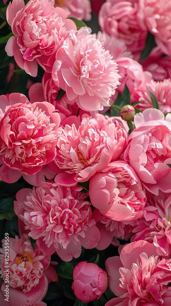 Close-up of flowers Pink peonies . Beautiful peony flower for catalog or online store. Floral shop concept . Beautiful fresh cut bouquet. Flowers delivery