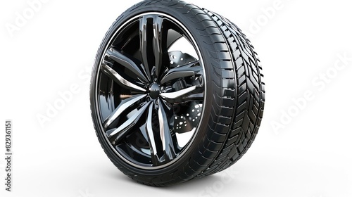 HighDefinition Car Tire Isolated on Pure White Background with Natural Light