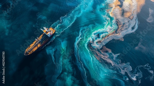 webinar banner,Oil leak from Ship , Oil spill pollution polluted water surface water pollution as a result of human activities. industrial chemical contamination. oil spill at sea. petroleum products photo