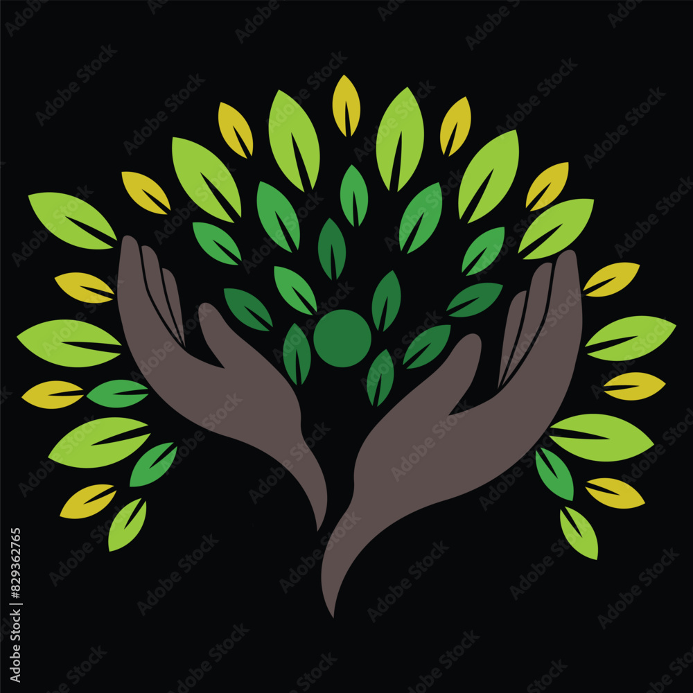 hand tree logo design icon vector hand tree logo design icon vector