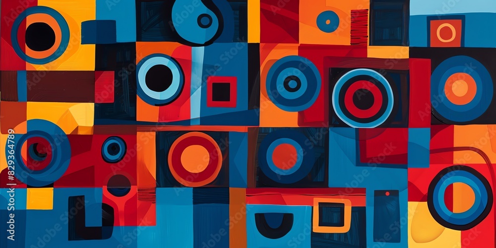ankara artwork with large squares, thick lines, low detail, blue, red, tones,aspect ratio 2:1, for fabric texture ankara artwork with large squares, thick lines, low detail, blue, red, tones,aspect ratio 2:1, for fabric texture