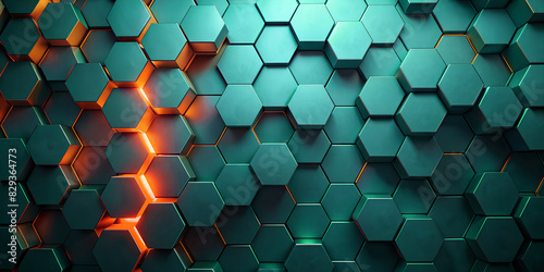 Hintergrund modulares System - Module mit Hexagon Muster - 3D Effekte - Technologie und Geometrie - AI generiert photo
