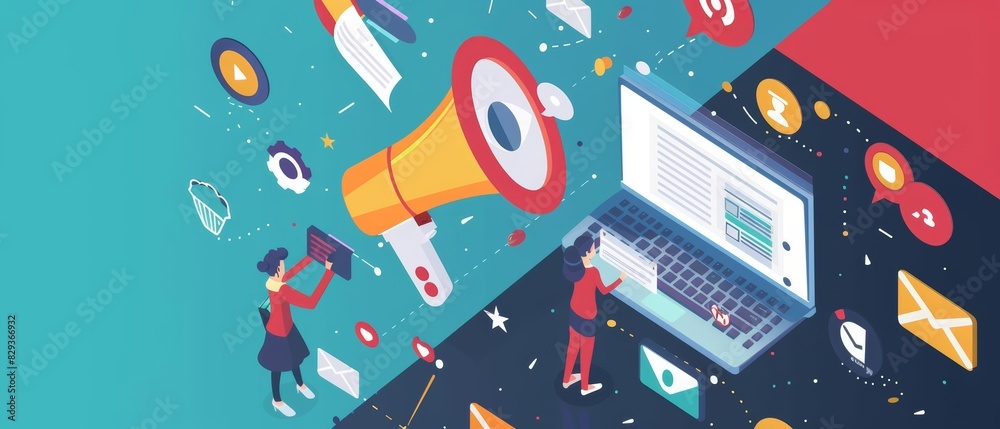 Obraz premium Advertising is a dynamic industry focused on creating compelling messages to promote products, services, and brands across various media platforms