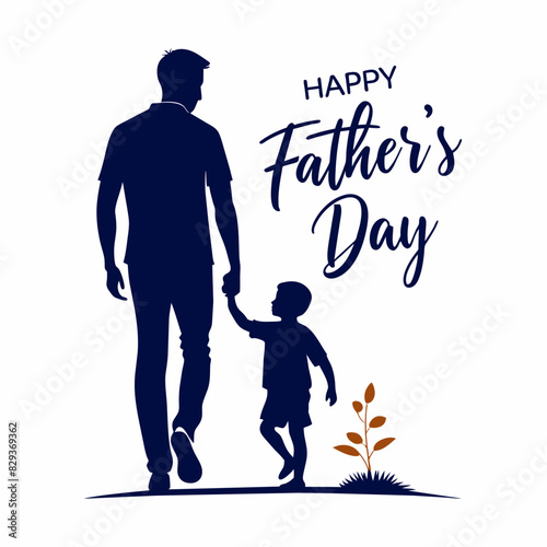 Father and Son Silhouette Poster for Happy Father's Day.