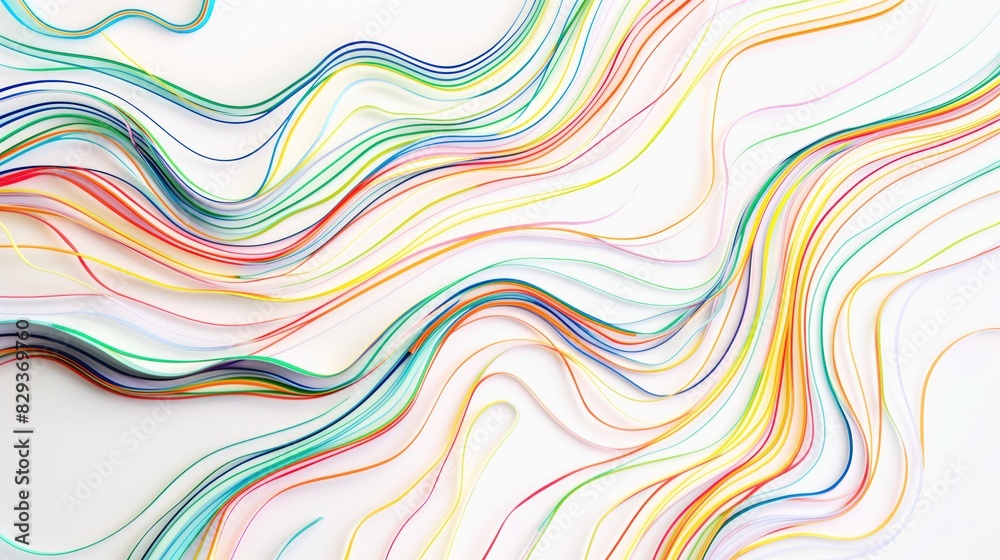 Fototapeta premium Multicolored wires on a white background. Generative AI