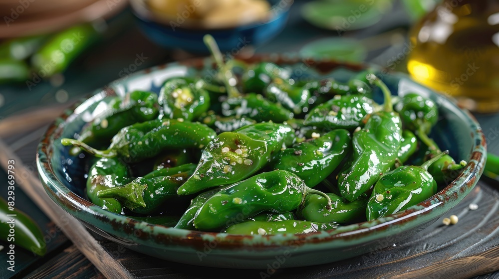 Fresh Padron Peppers Perfect for Grilling or Frying in Olive Oil a Traditional Galician Snack Fresh Padron Peppers Perfect for Grilling or Frying in Olive Oil a Traditional Galician Snack