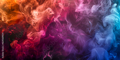 a multicolored smoke abstract piece, with swirling shapes and vibrant colors