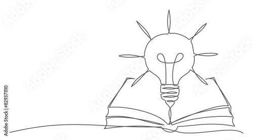 Knowledge One line drawing on white background