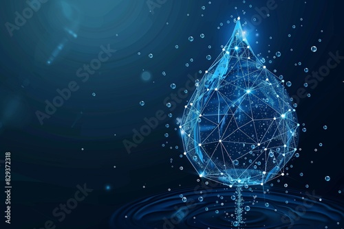 A futuristic digital representation of a water pipeline incorporating advanced technologies like AI, ML, and IoT for smart leak detection and sustainable management.