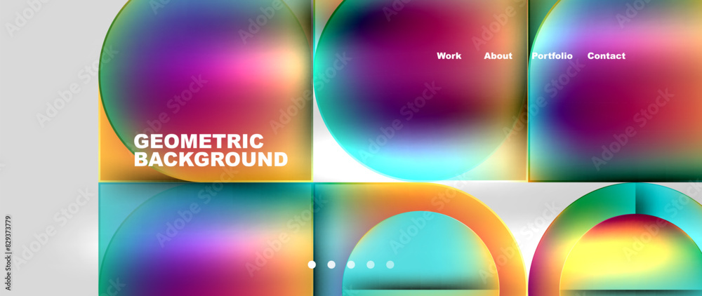 Geometric abstract glassmorphism with circles and squares. Vector Illustration For Wallpaper, Banner, Background, Card, Book Illustration, landing page