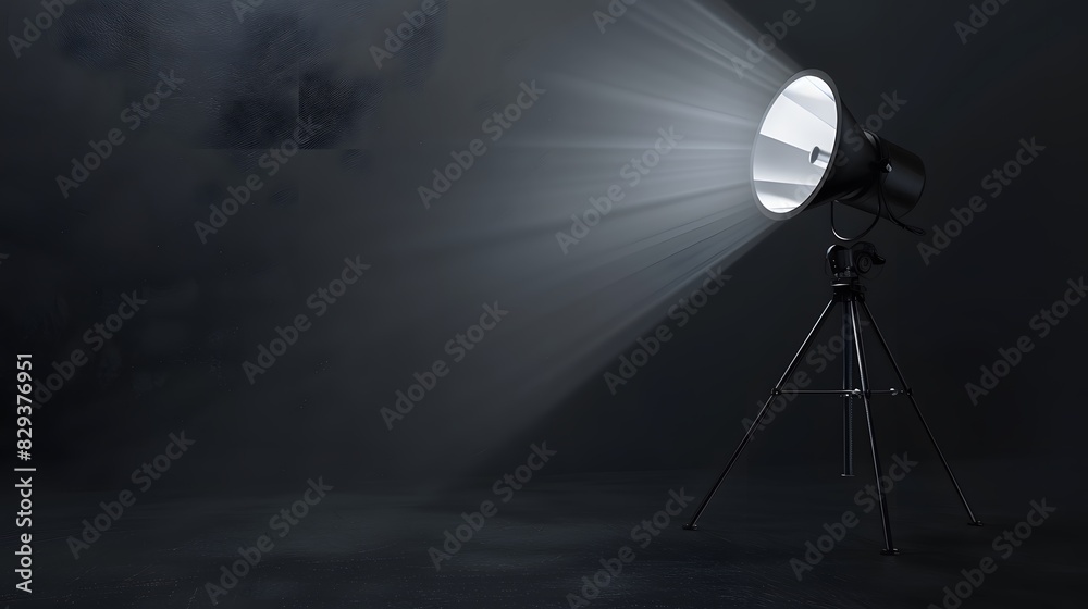 A professional photography studio setup with lighting equipment and a dark backdrop, ideal for high-quality photo shoots.