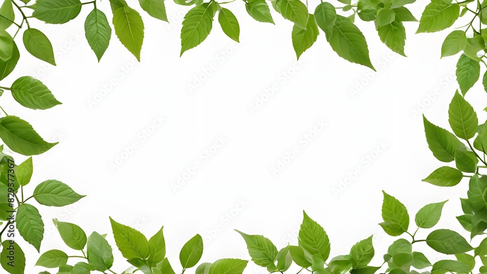 © QasimAli - green leaves frame isolated on transparent background cutout