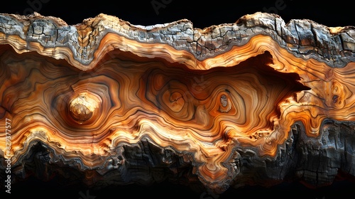 Wallpaper Mural Intricate Agate Stone Cross-Section with Layered Patterns and Earthy Tones on Black Background Torontodigital.ca