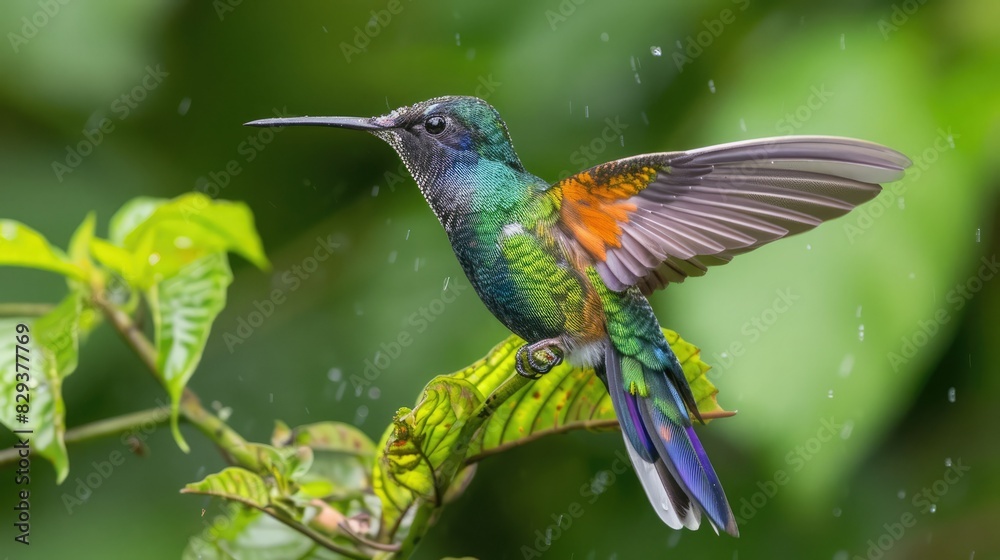 Fototapeta premium Golden-tailed Sapphire Hummingbird 