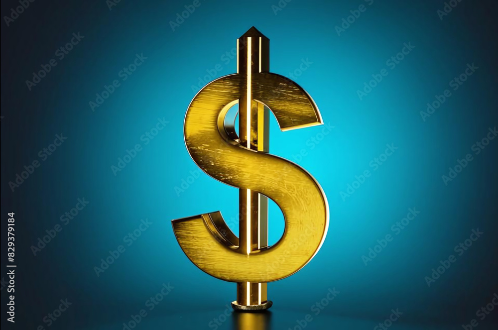 Obraz premium Dollar sign on a blue background