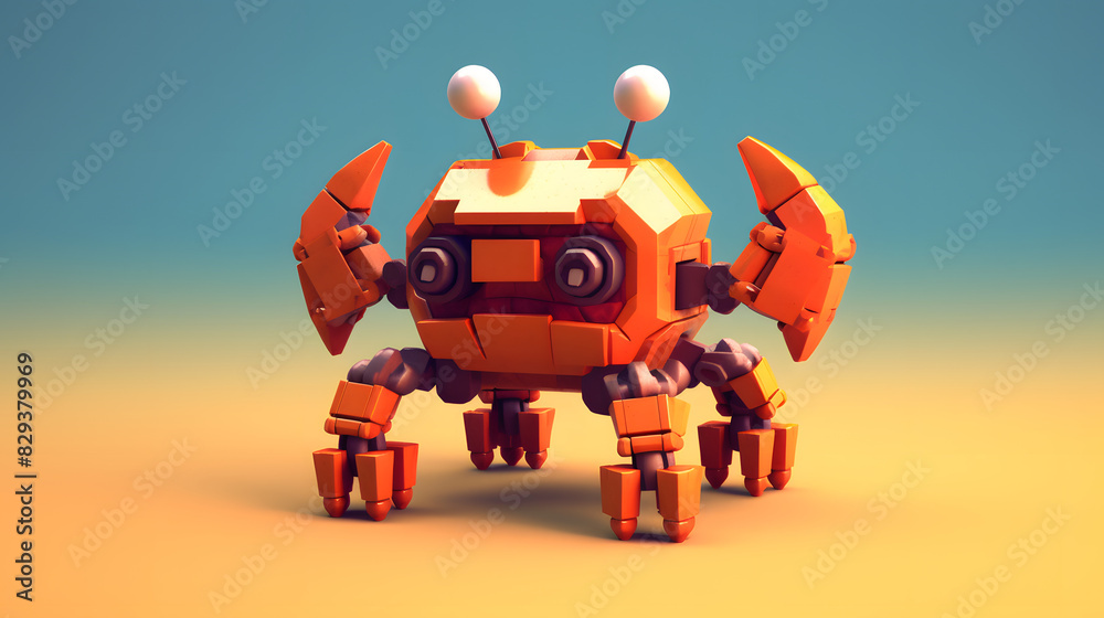 Obraz premium Robot Crab 3d Character Cartoon