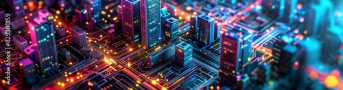 Futuristic Smart Cyber City: Innovative Urban Landscape in Digital Circuitry, futuristic technology concept,  graphic banner design © Di