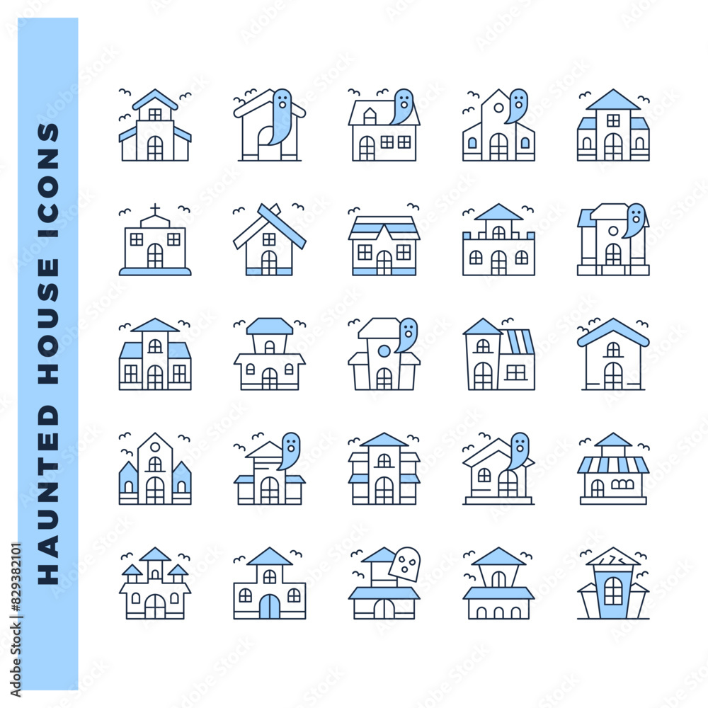 25 Haunted House Two Color icon pack. vector illustration.