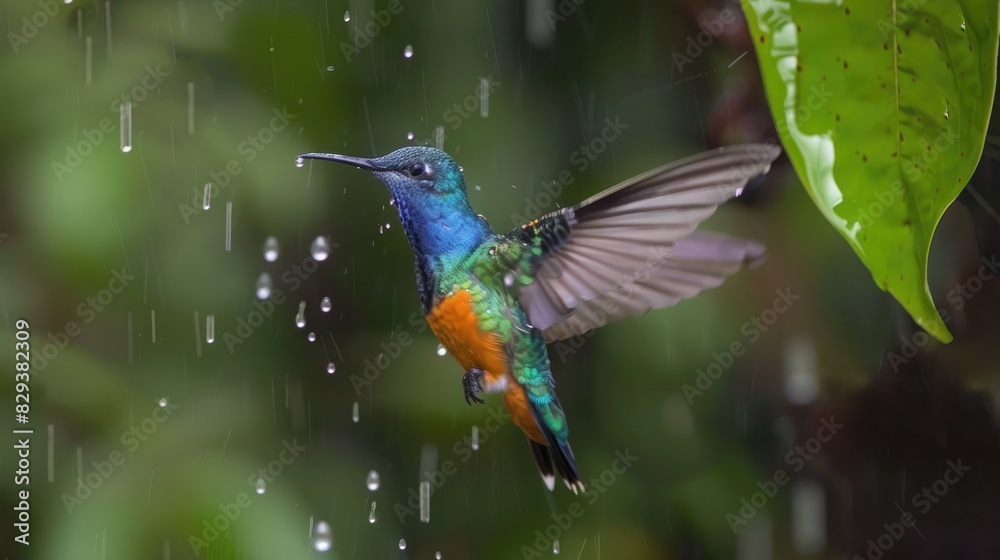Fototapeta premium Golden-tailed Sapphire Hummingbird 