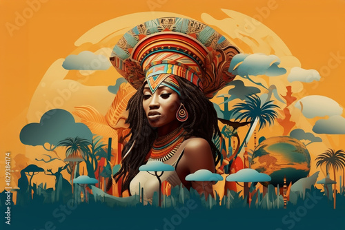 Black history month or woman's day celebration, Africa day concept 
