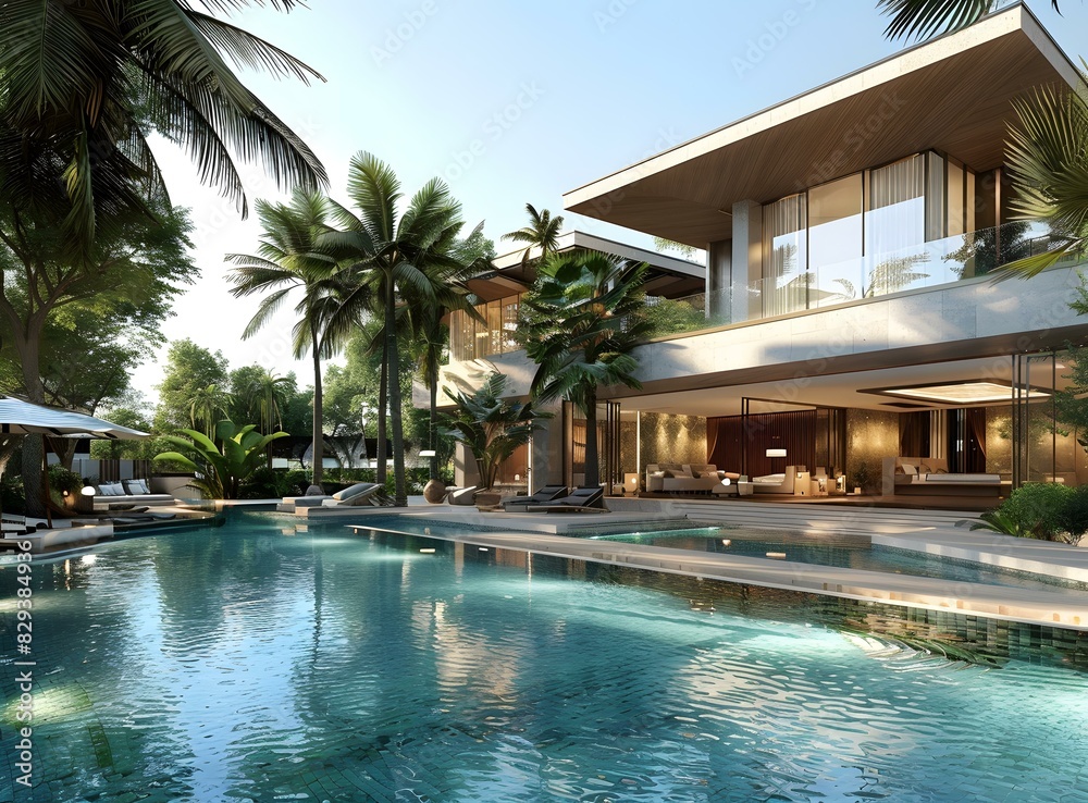 A Modern House with Palm Trees