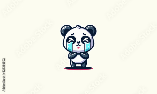 character of panda cry vector illustration mascot design