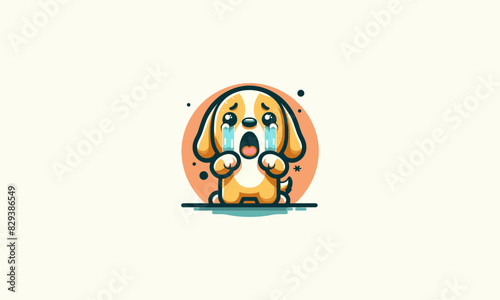 dog cry vector illustration mascot design