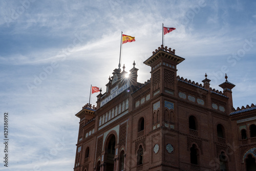 Fachada de Plaza de Toros de las Ventas en Madrid, España.  photo