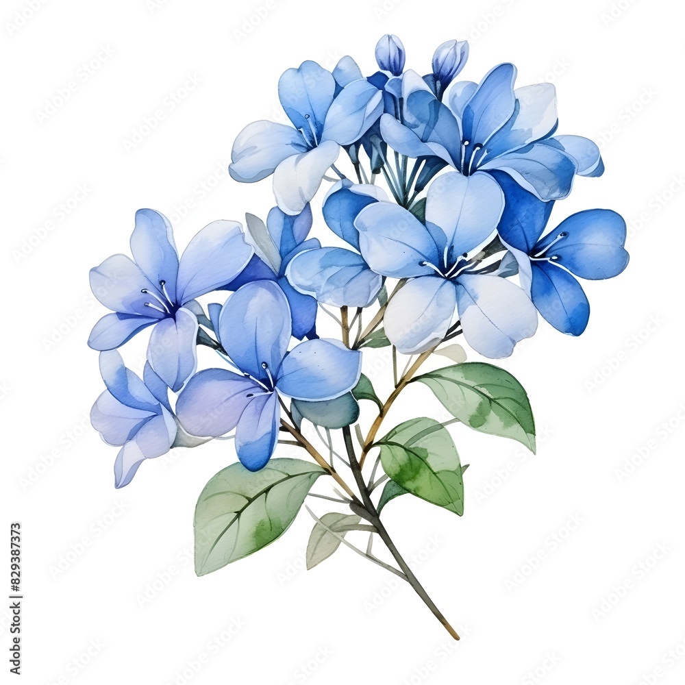 Fototapeta premium Elegant Blue Floral Bouquet in Watercolor Style