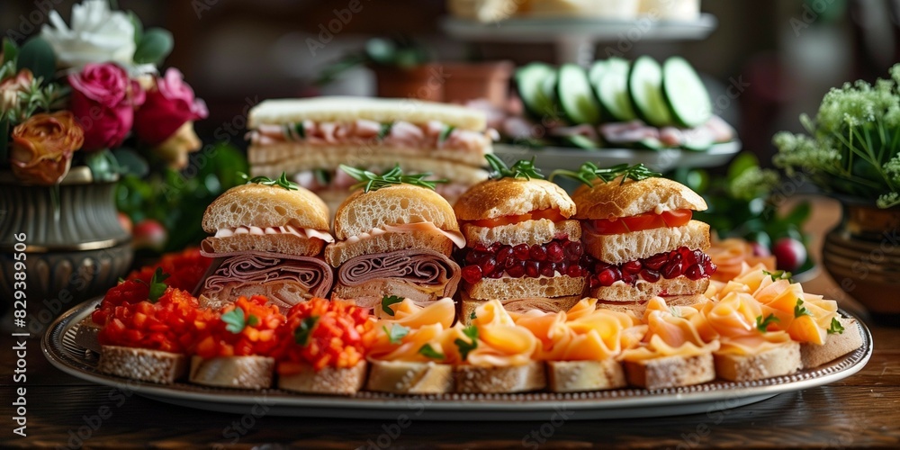 Delicious Mini Sandwich Platter for High Tea Party, generative ai