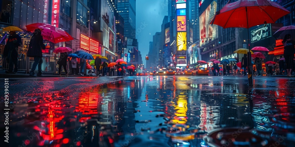 Fototapeta premium Rainy Night Rush in the City, generative ai