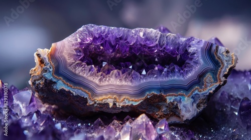  A geological ballet amethyst geode layers photo
