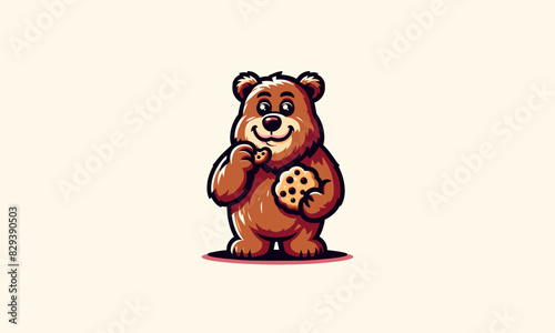 grizzly eat cookies vector illustration mascot design