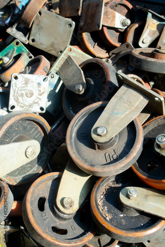 Close-up photo of a pile of recycled spare parts