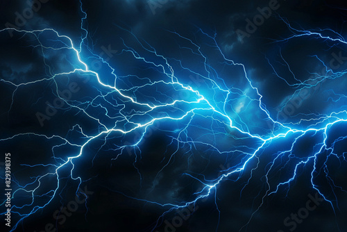 Intense blue lightning bolt pattern on a dark background for dramatic poster designs.