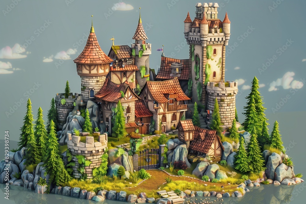 castle fortress in 3d style by generative ai castle fortress in 3d style by generative ai