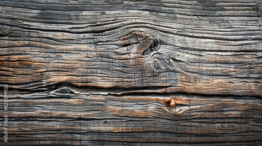 Naklejka premium Extreme close-up of an old wooden board, emphasizing the deep grain patterns and natural wear, creating a vintage and authentic feel