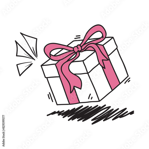 hand drawn doodle gift box symbol for give away illustration vector isolated