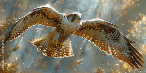 Focused Falcon with Sharp Beak and Talons, generative ai