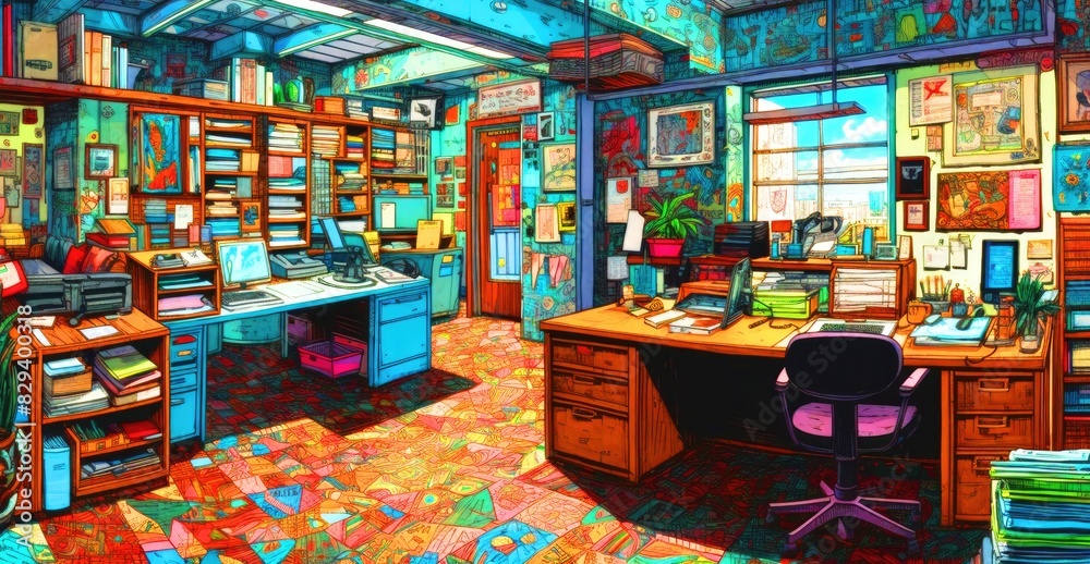 Fototapeta premium Interior of modern office, workplace design.