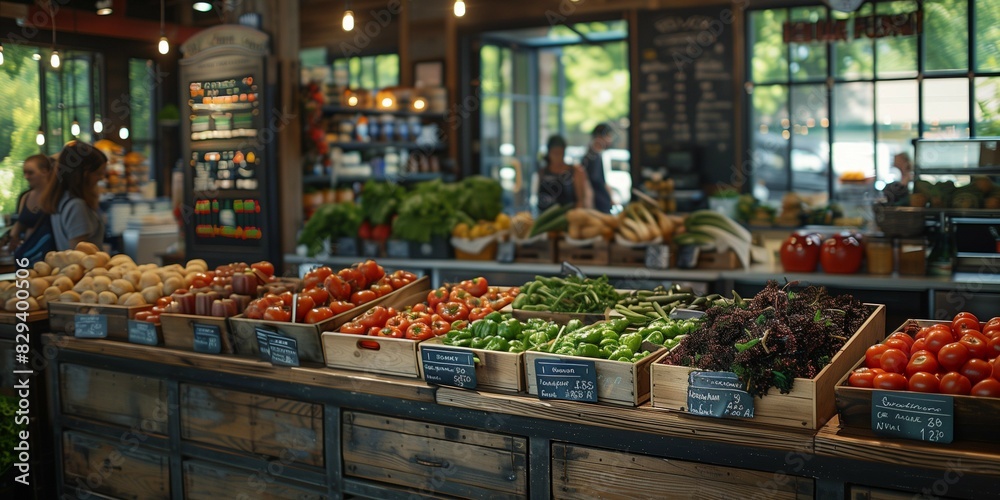 Bustling Burger Joint in the Farmers Market, generative ai Bustling Burger Joint in the Farmers Market, generative ai